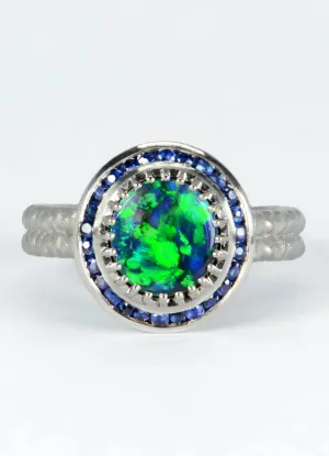 1.05ct Black Opal & Sapphire Ring
