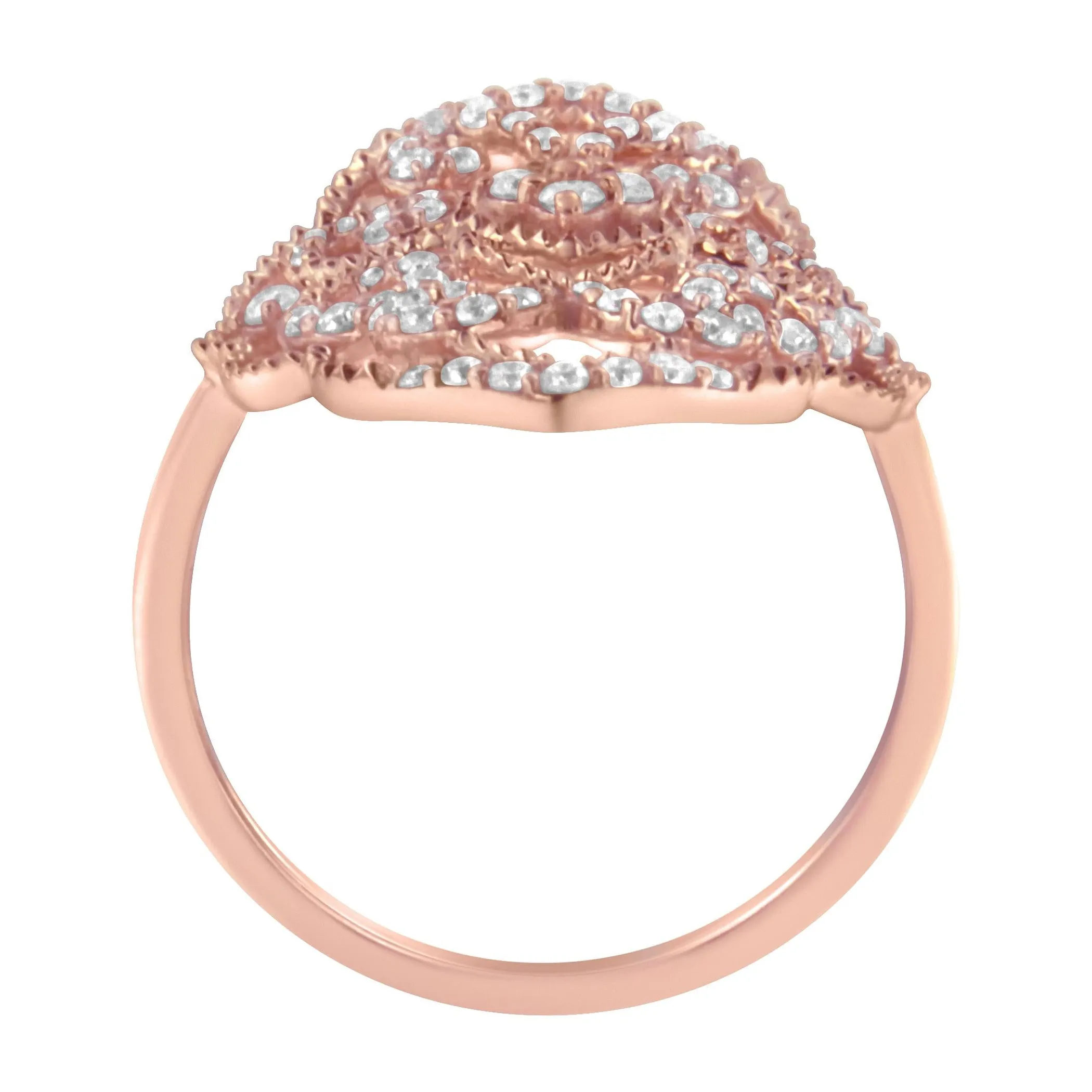 10KT Rose Gold Diamond Cocktail Ring (1/2 cttw, H-I Color, I1-I2 Clarity)