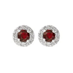 10Kt White Gold Diamond 1/7Ctw & Ruby 1/3Ctw Earring