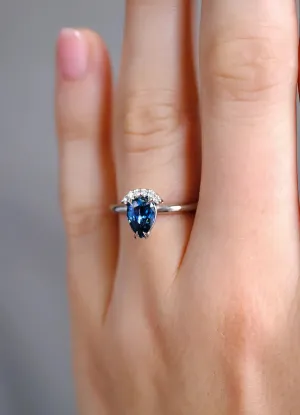 1.2ct Teal Blue Sapphire Tiara Ring