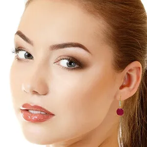 13.65 Carat 14K Solid Yellow Gold Perdita Ruby Diamond Earrings