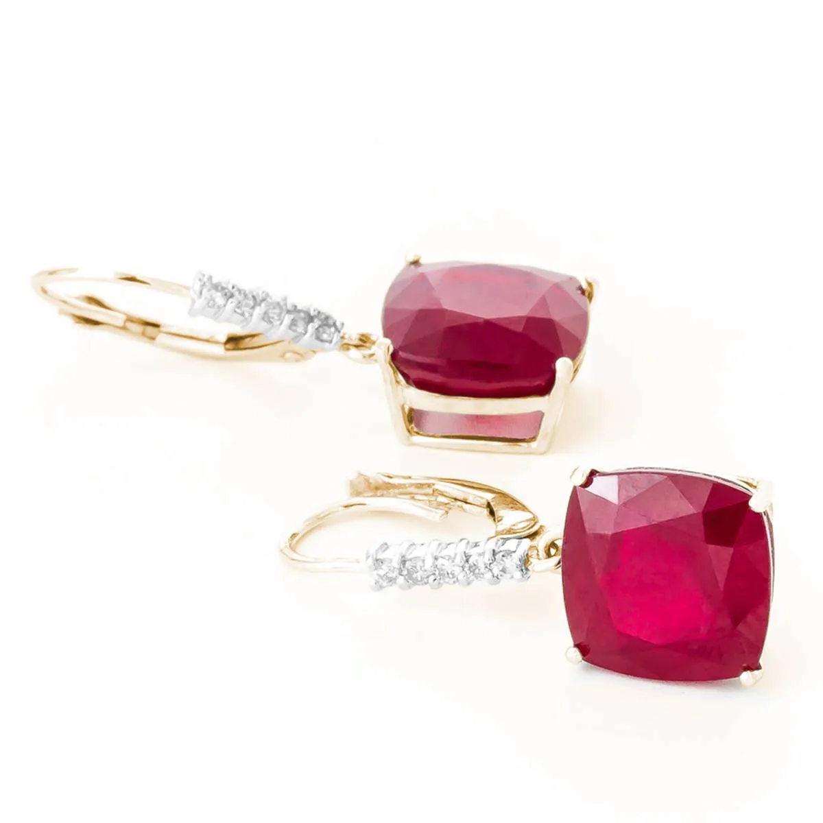 13.65 Carat 14K Solid Yellow Gold Perdita Ruby Diamond Earrings