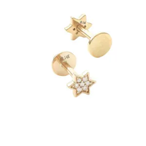 14 KT Star of David Flat Back Earrings (Pair)