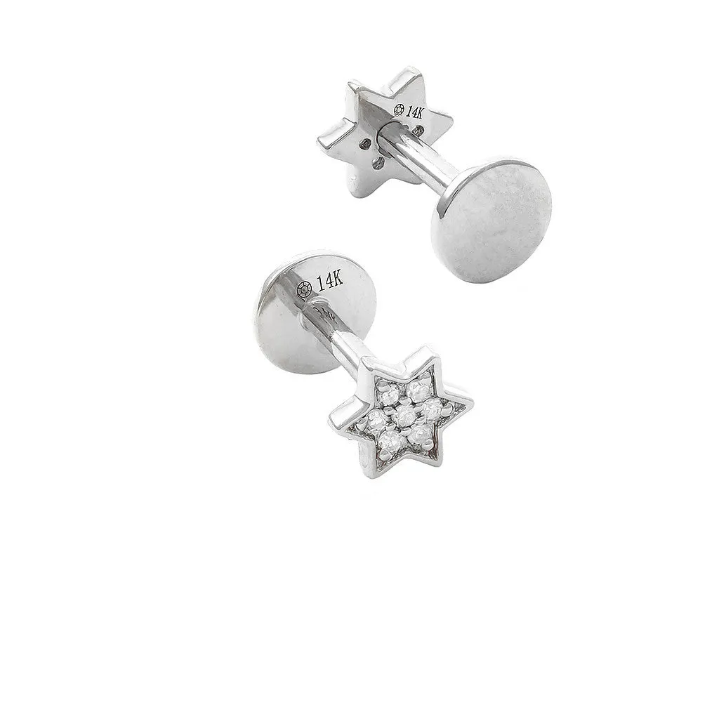 14 KT Star of David Flat Back Earrings (Pair)