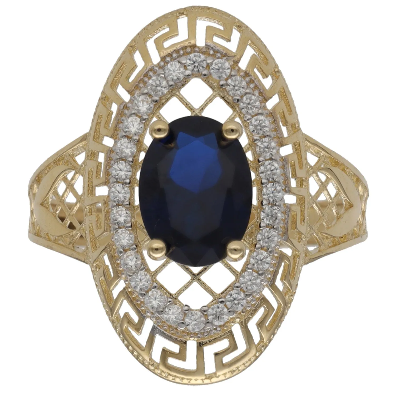 14ct Gold Blue Stone Oval Ring