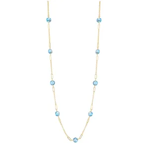 14k Gemstone Coin 9 Fancy Station Necklace 17"