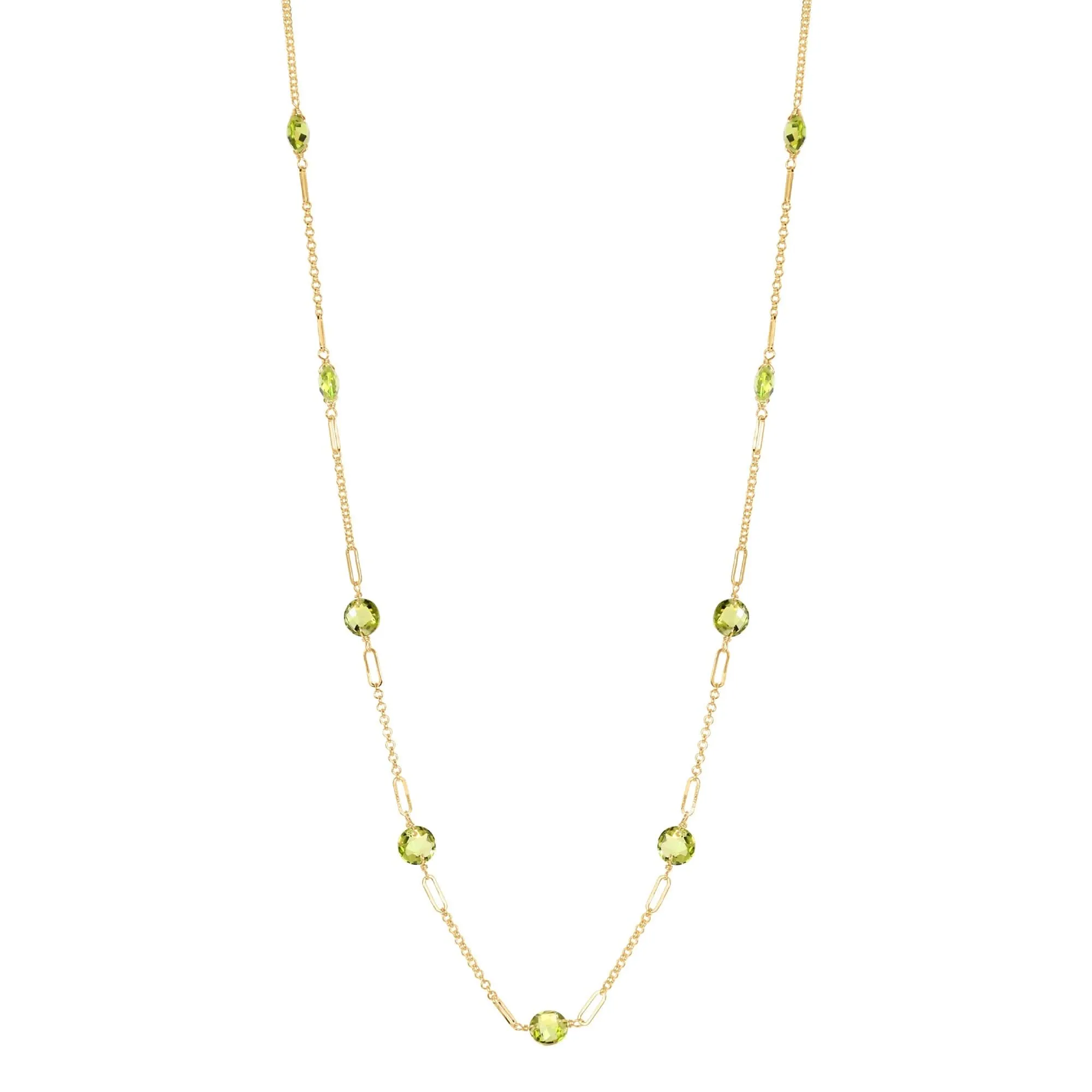 14k Gemstone Coin 9 Fancy Station Necklace 17"