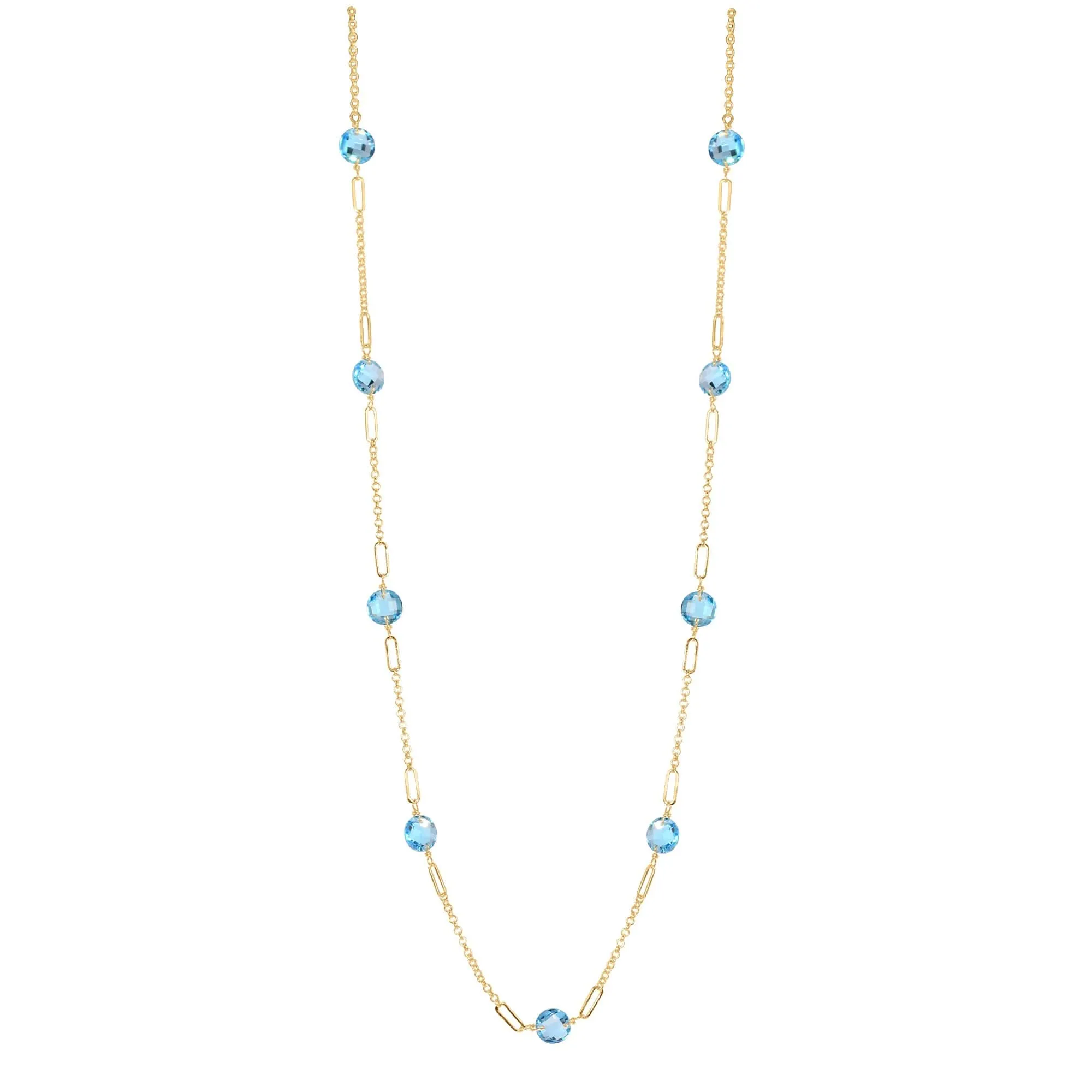 14k Gemstone Coin 9 Fancy Station Necklace 17"