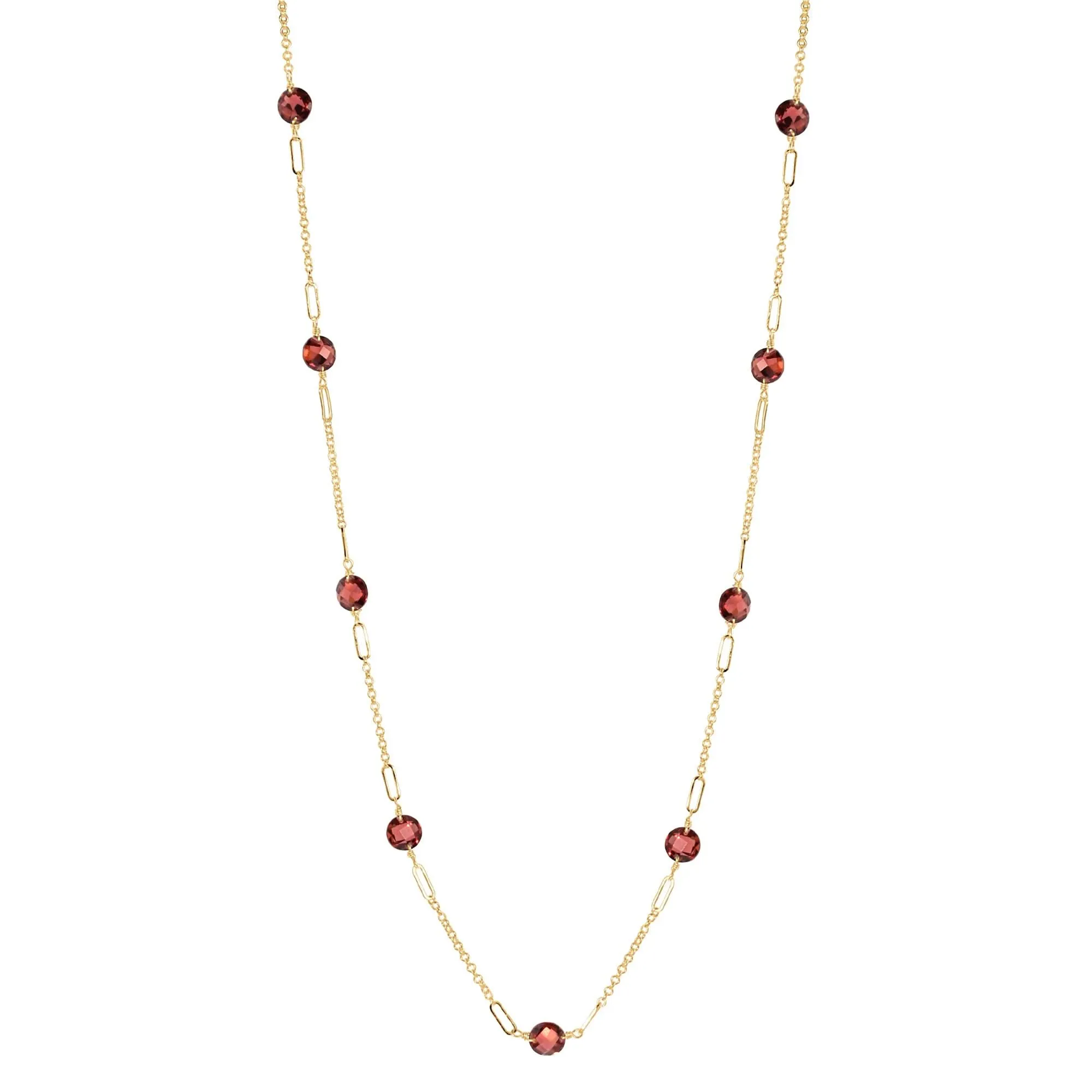 14k Gemstone Coin 9 Fancy Station Necklace 17"