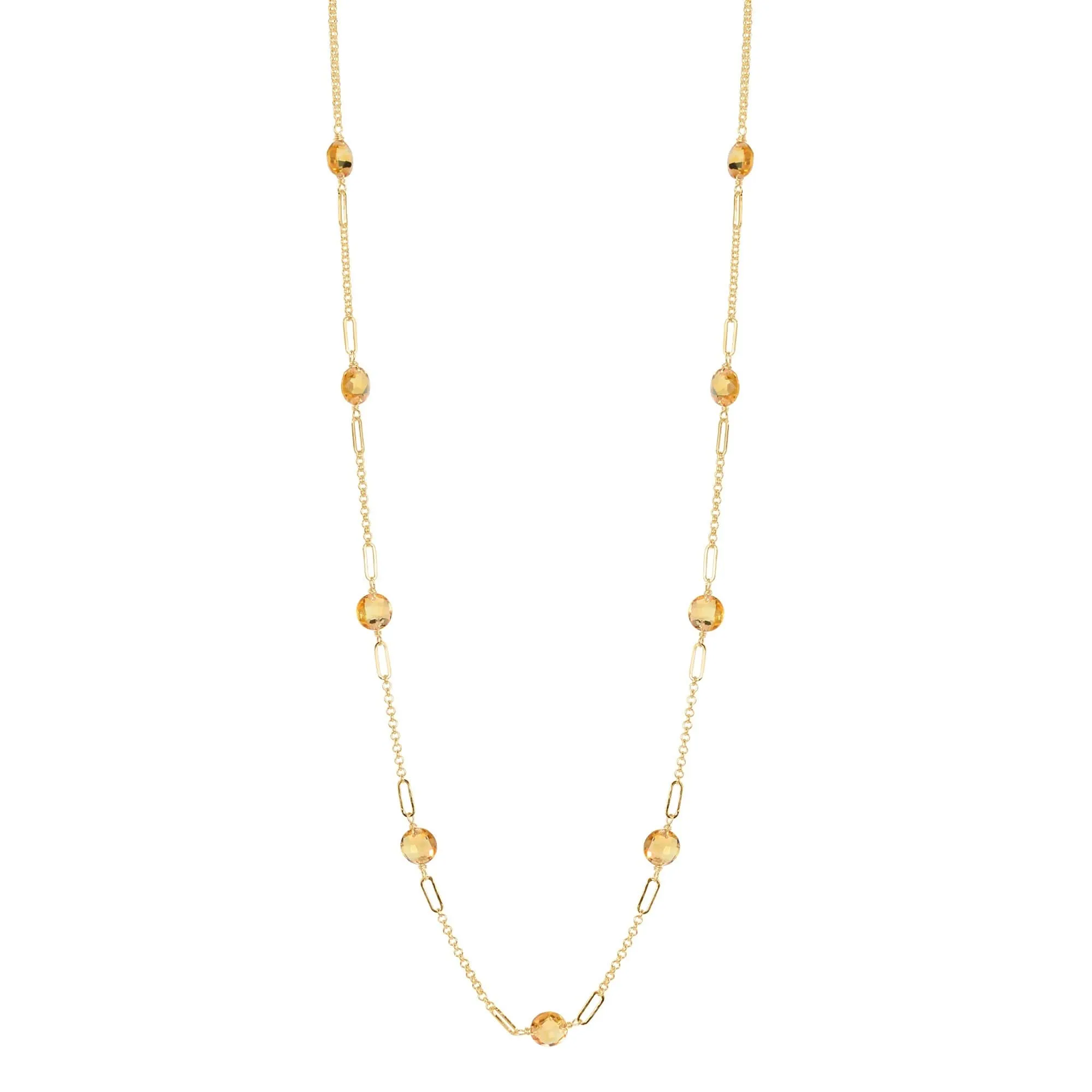 14k Gemstone Coin 9 Fancy Station Necklace 17"