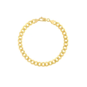 14K Gold 7MM Flat Open Cuban Chain Bracelet