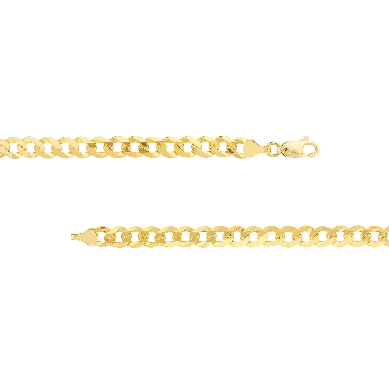 14K Gold 7MM Flat Open Cuban Chain Bracelet