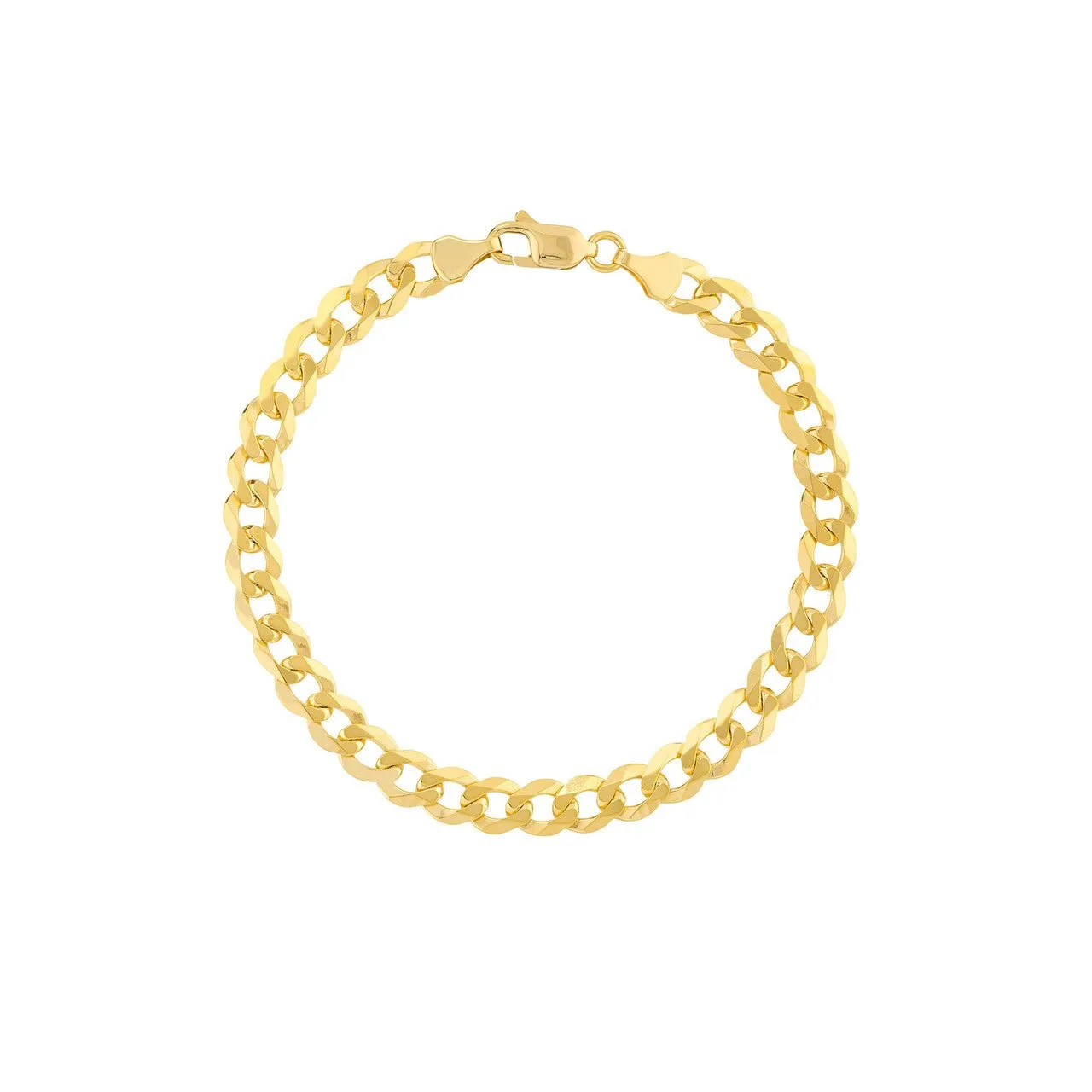 14K Gold 7MM Flat Open Cuban Chain Bracelet