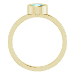 14K Yellow 5.5 mm Natural Blue Zircon Ring