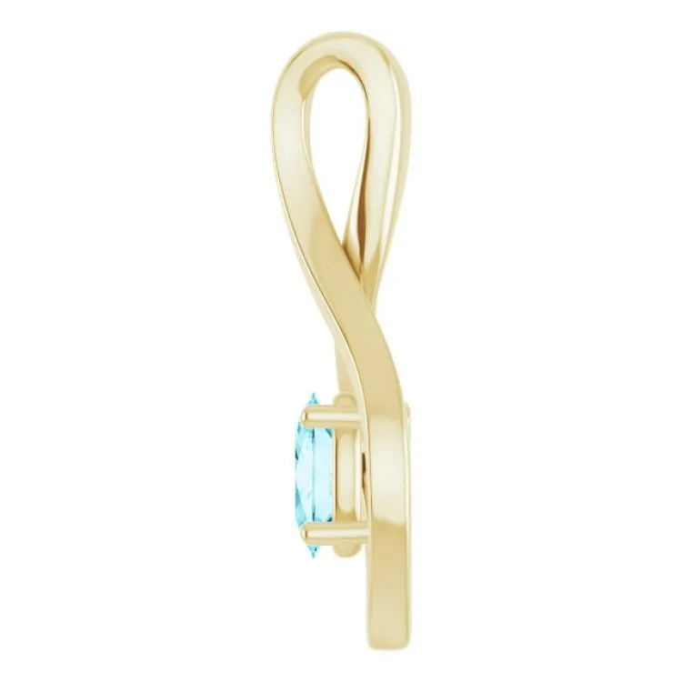 14K Yellow 6x4 mm Oval Natural Blue Zircon Pendant