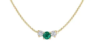 14k Yellow Gold Emerald and Canadian Diamond Pendant
