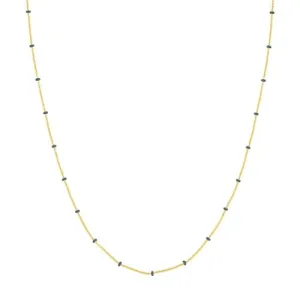 14K Yellow Grey Enamel Bead 18 inch Necklace