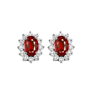 14Kt White Gold Diamond 3/8Ctw & Ruby 1Ctw Earring