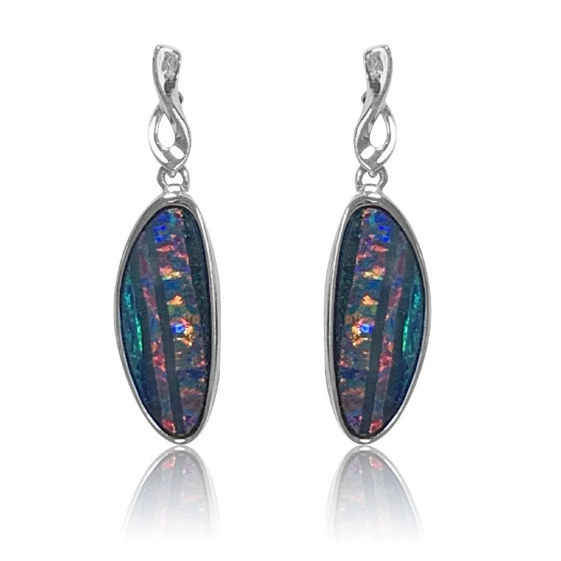 14kt White Gold drop Opal earrings