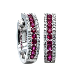 18ct White Gold .86ct Ruby & Diamond Earrings