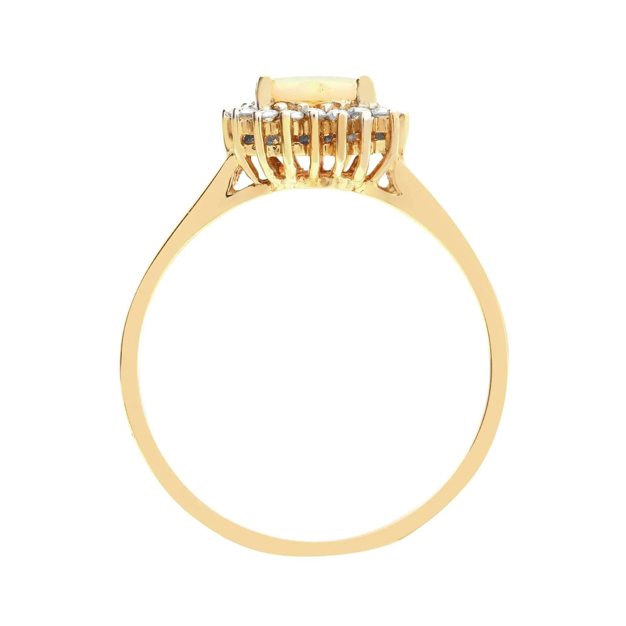 18ct Yellow Gold Diamond And Opal Heart Shaped Ring