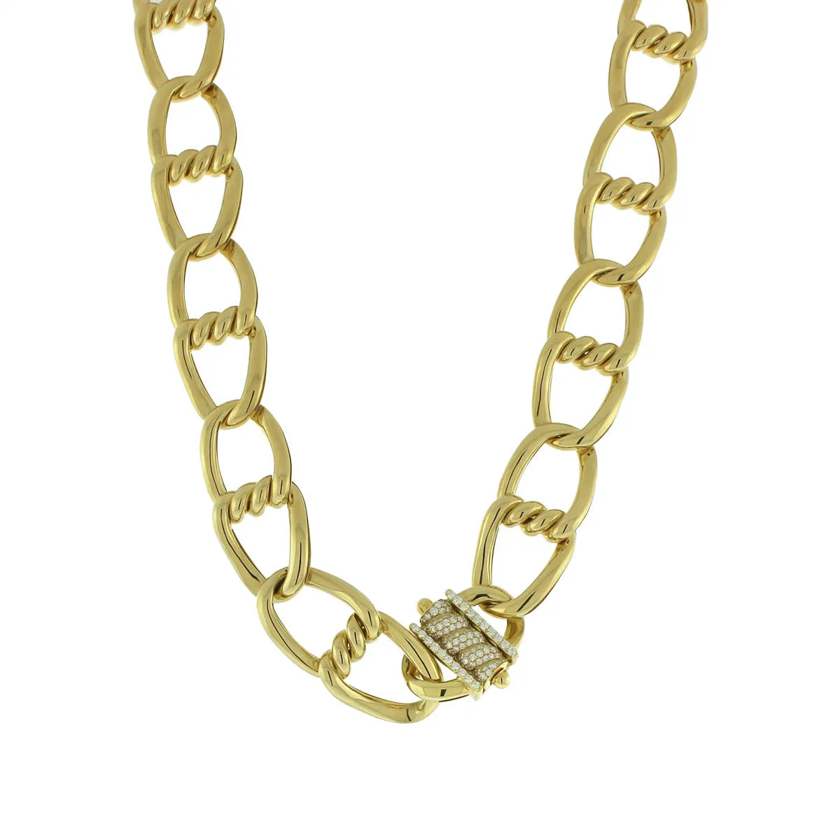 18K Gold Cialoma Link Necklace with Diamonds