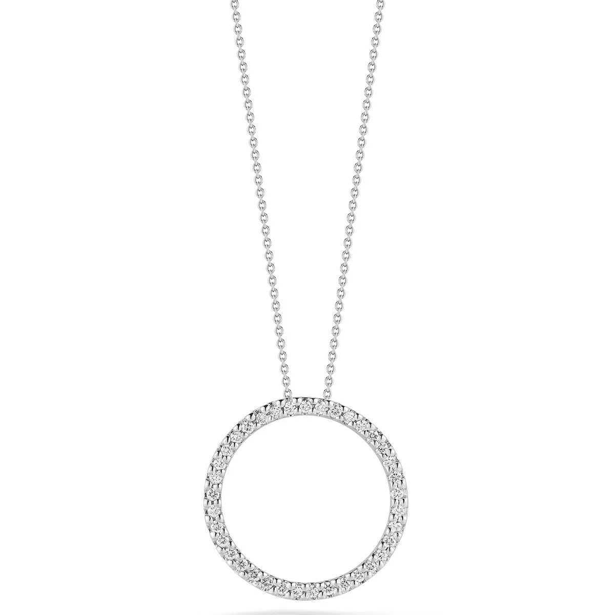 18K Gold Small Diamond Circle Pendant
