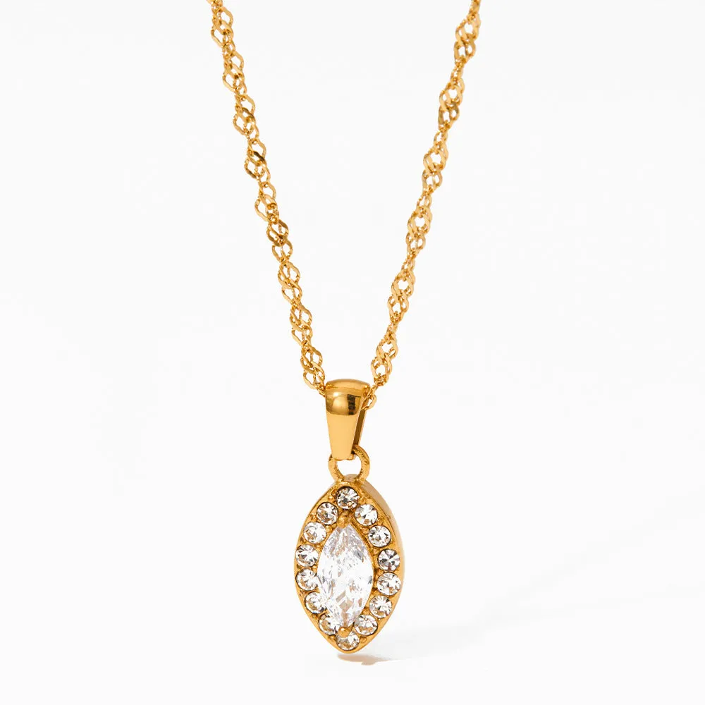 18K noble and dazzling diamond and gem eye design light luxury style necklace