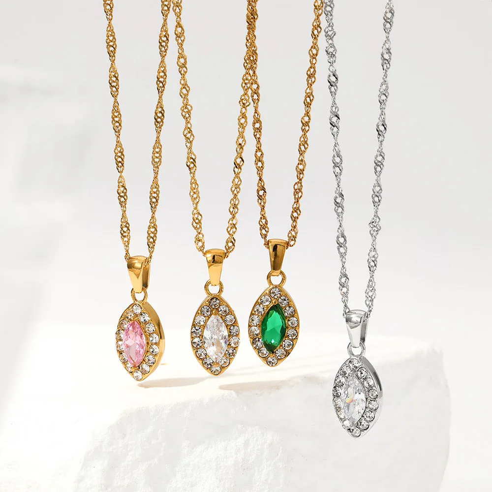 18K noble and dazzling diamond and gem eye design light luxury style necklace