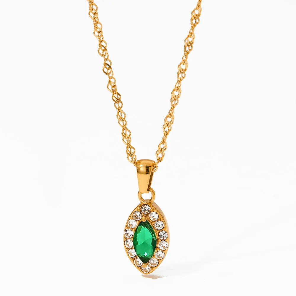 18K noble and dazzling diamond and gem eye design light luxury style necklace