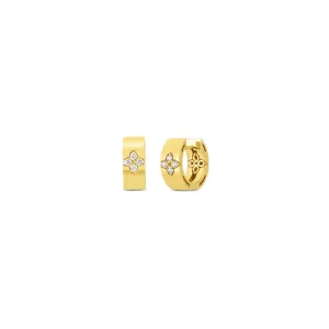 18K Yellow Gold Love in Verona 15mm Hoops with Diamond Flowers