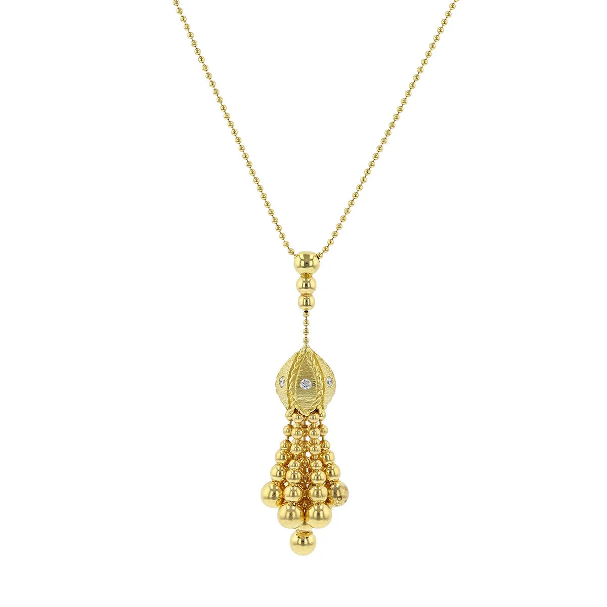 18K Yellow Gold Mini Tassel Necklace with Diamonds
