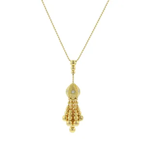 18K Yellow Gold Mini Tassel Necklace with Diamonds