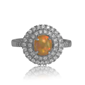 18kt White Gold Black Opal and Diamond ring