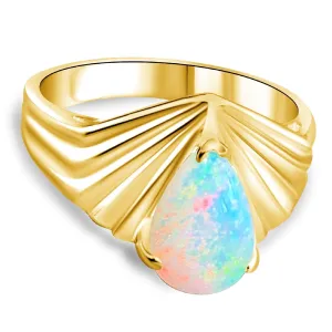 18kt Yellow Gold Pear shape step design Pear shape Opal ring