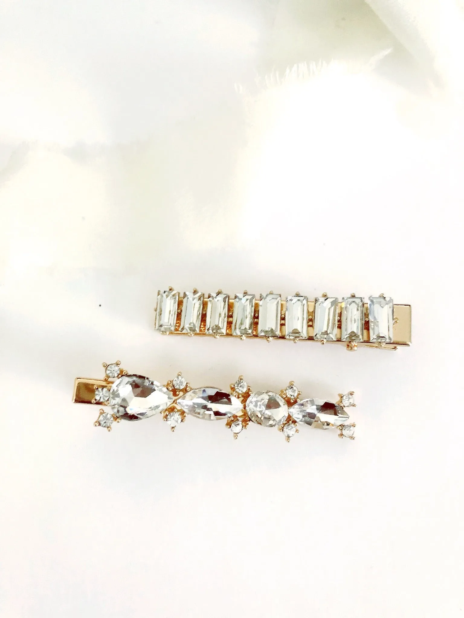 2 Piece Diamond Hair Barrette Set