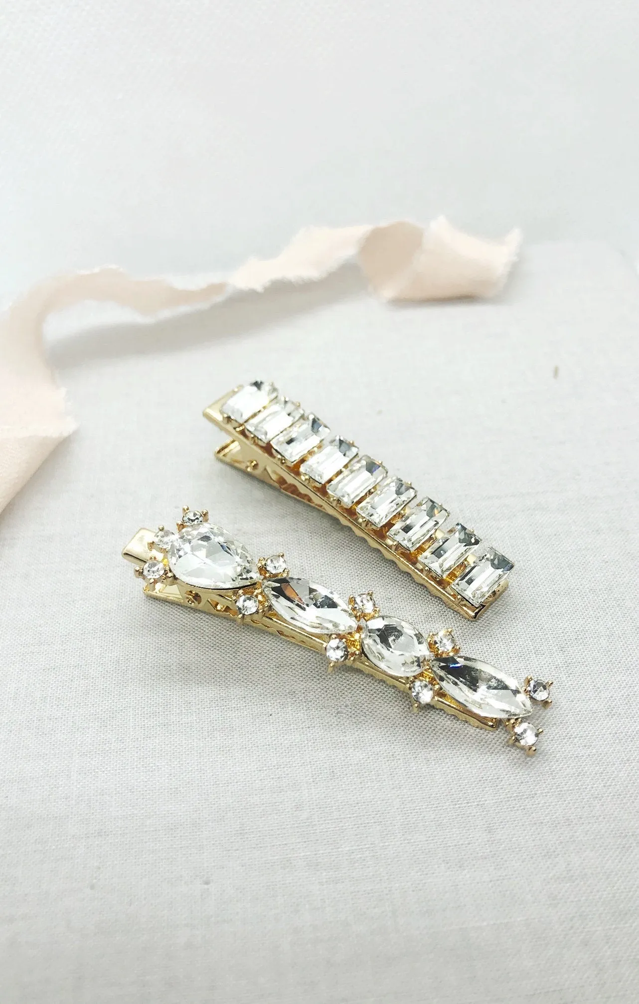 2 Piece Diamond Hair Barrette Set
