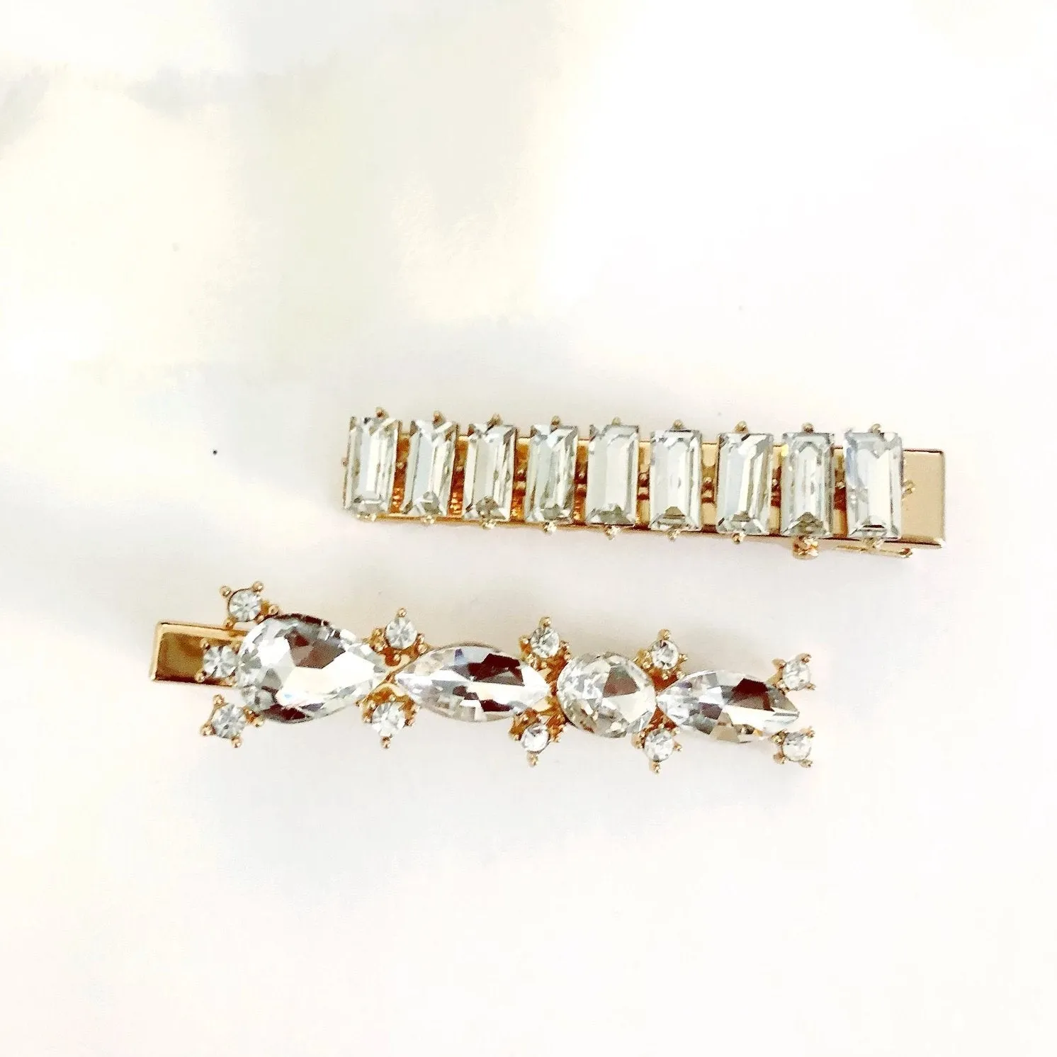 2 Piece Diamond Hair Barrette Set