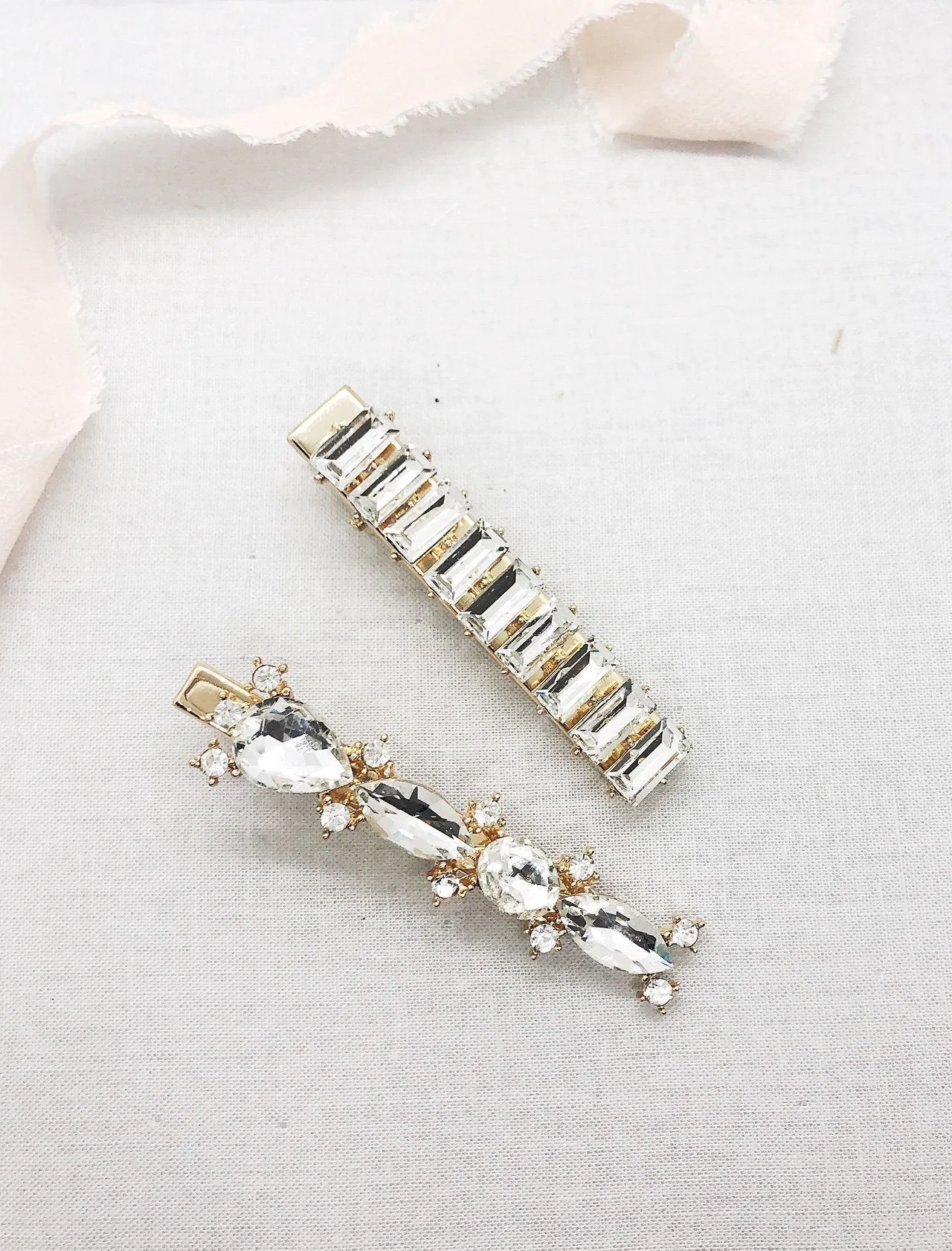 2 Piece Diamond Hair Barrette Set