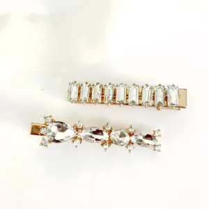 2 Piece Diamond Hair Barrette Set