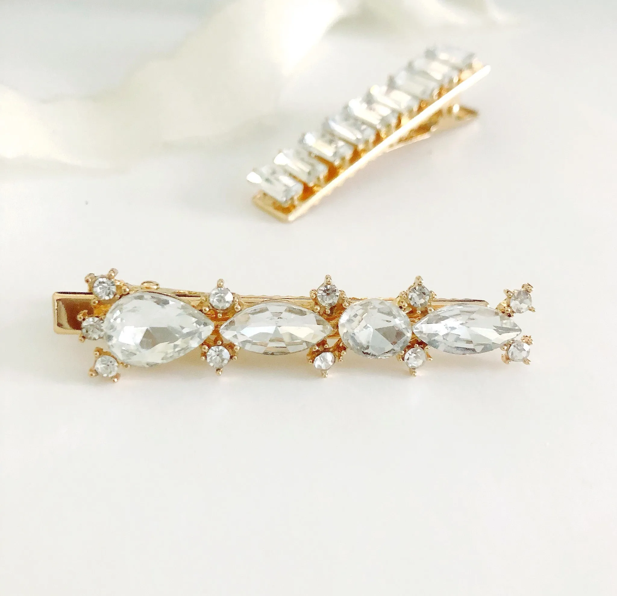 2 Piece Diamond Hair Barrette Set