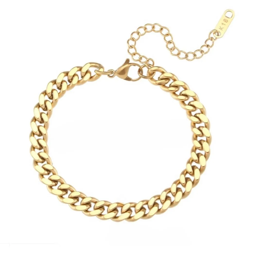 20cm(8") 2.5mm/6mm/8mm Width Curb Chain Bracelet