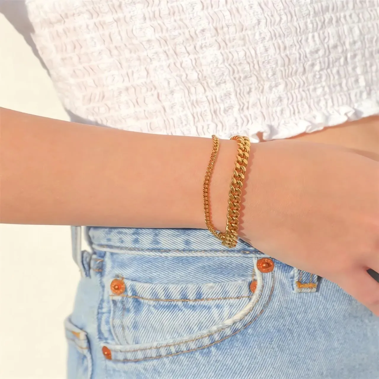 20cm(8") 2.5mm/6mm/8mm Width Curb Chain Bracelet