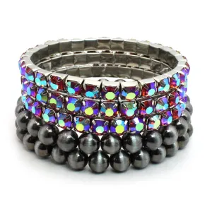 5 Strands Navajo Pearl & Rhinestone Metal Bracelet