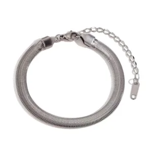 6mm Width Thick Flat Snake Herringbone Bracelet