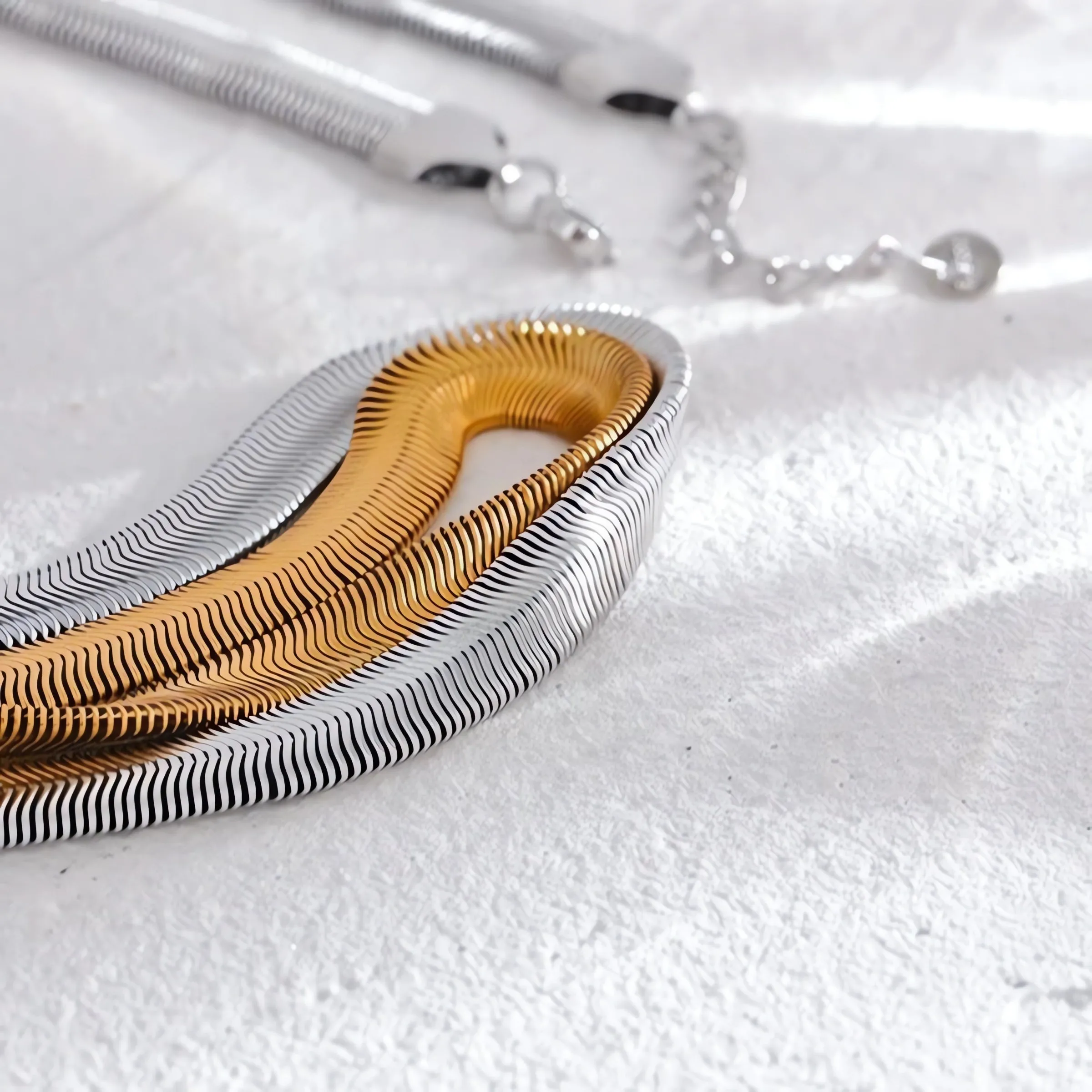 6mm Width Thick Flat Snake Herringbone Bracelet
