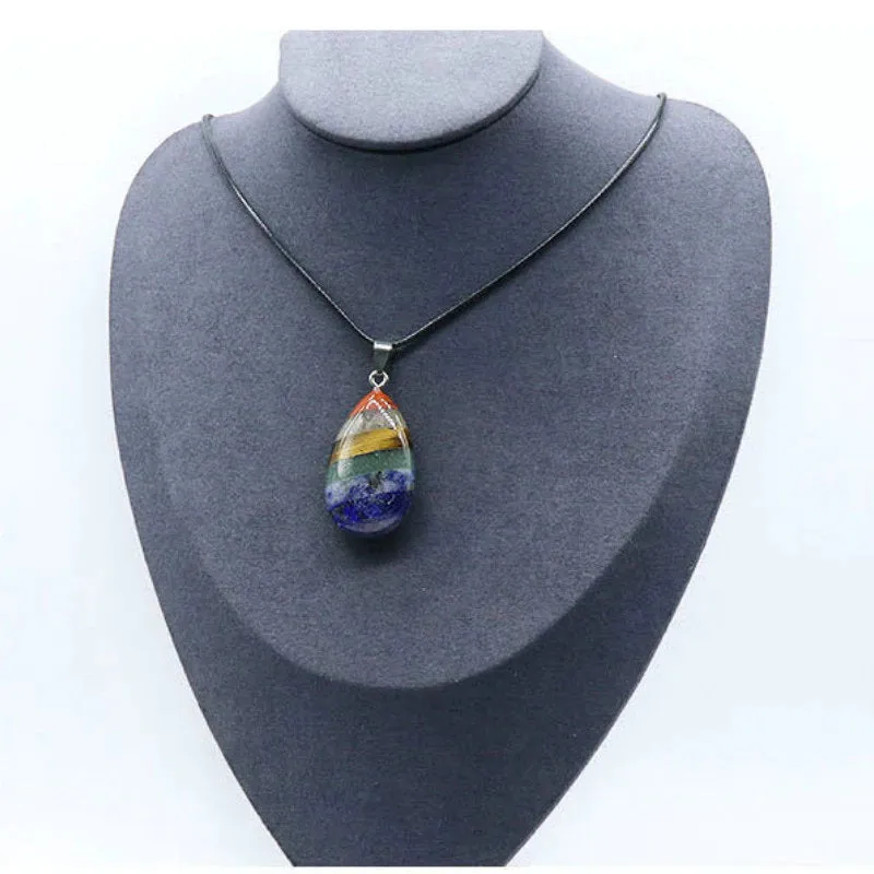 7 Chakra Necklace, Healing Gemstone Pendant, Reiki Crystal Chakra Necklace, Statement Necklace, Rainbow Necklace, Yoga Gemstone Necklace