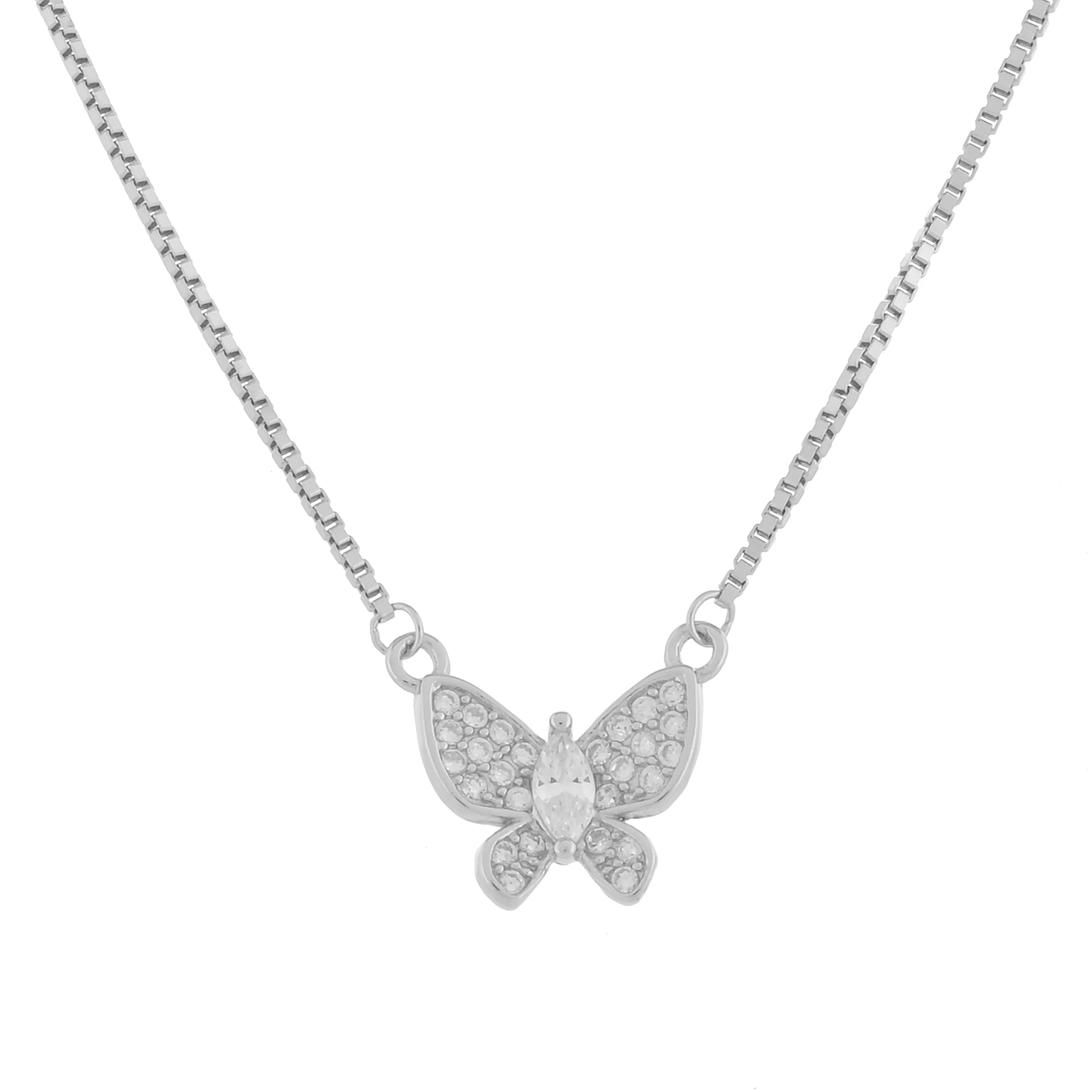 925 sterling silver white gold cute butterfly silver neckalce for women and girls I With certificate of Authenticity 925 stamp