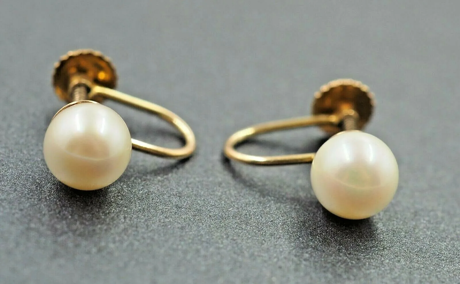 9ct Yellow Gold Pearl Screw Back Drop Earrings