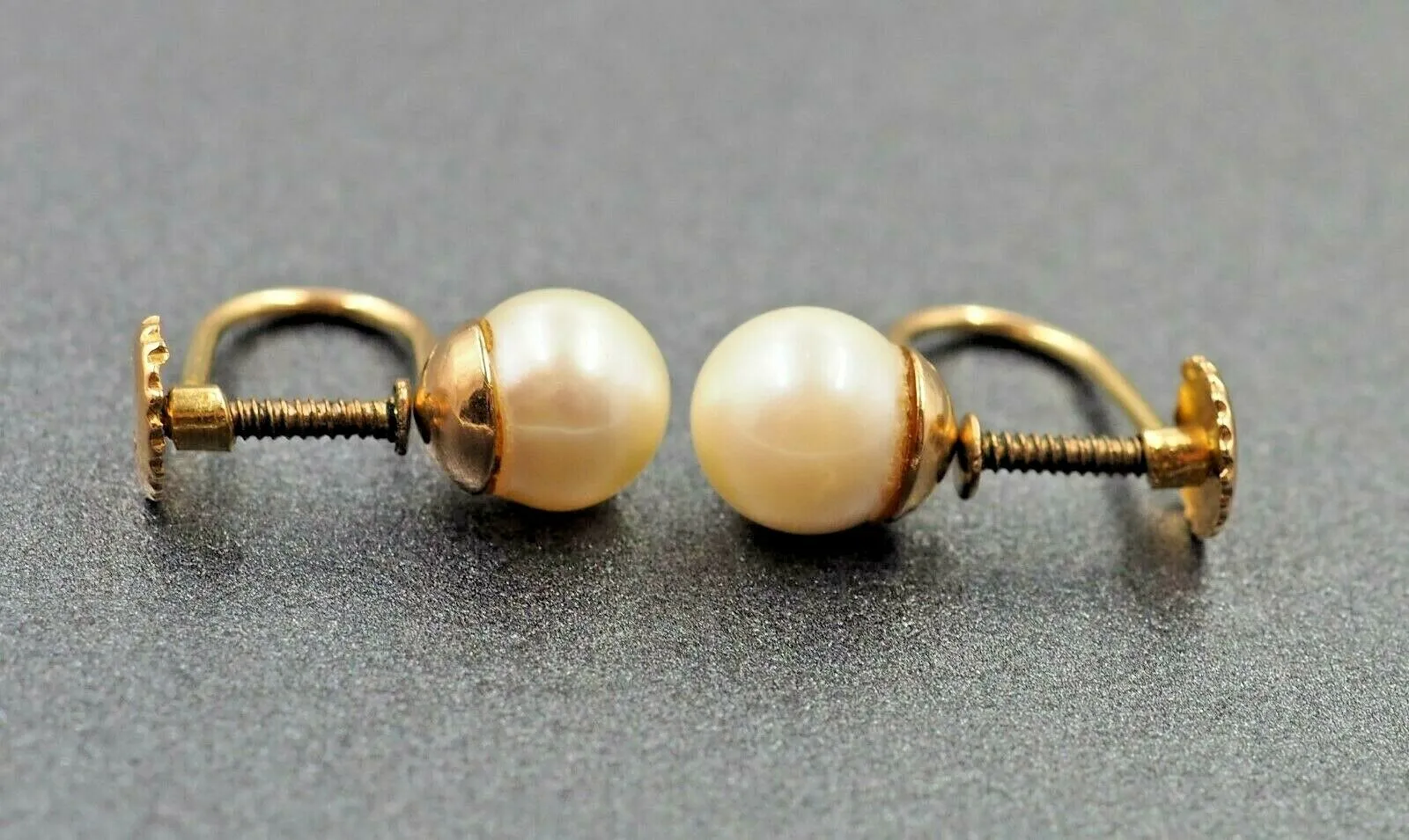9ct Yellow Gold Pearl Screw Back Drop Earrings
